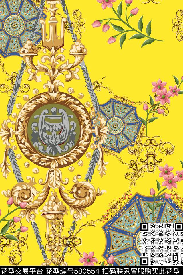 民族风花卉珠宝传统印花华亿平台下载（图片编号: 580554） - 瓦栏（Walan）