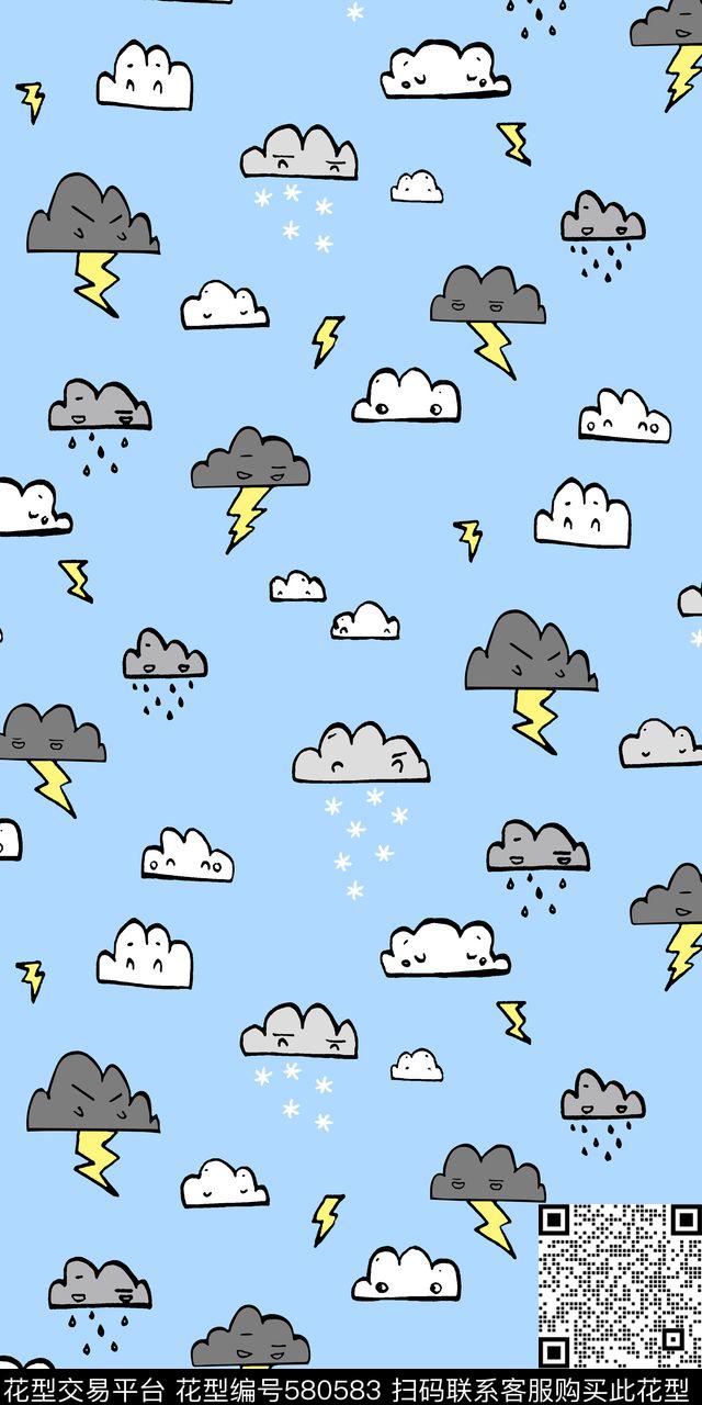 卡通插画云传统印花华亿平台下载（图片编号: 580583） - 瓦栏（Walan）