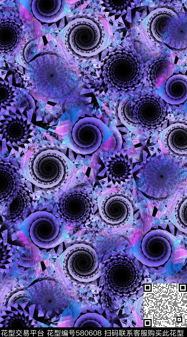 几何波点抽象数码印花华亿平台下载（图片编号: 580608） - 瓦栏（Walan）