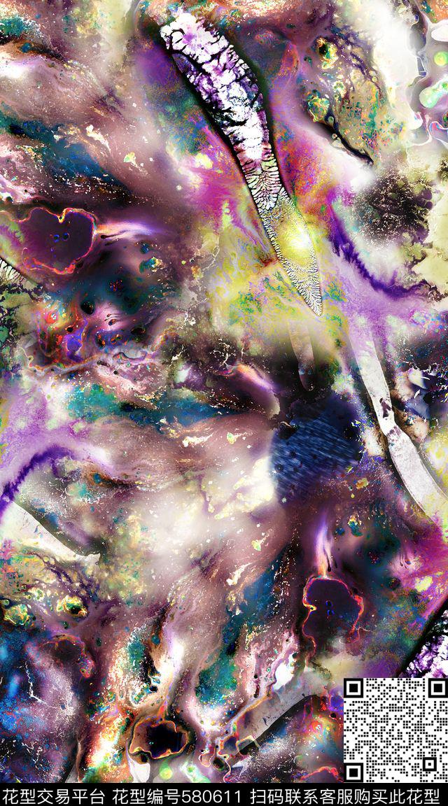 抽象炫彩时尚大牌流行色数码印花华亿平台下载（图片编号: 580611） - 瓦栏（Walan）
