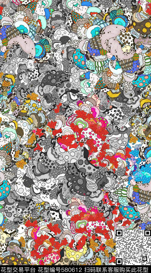 黑白趣味线条传统印花华亿平台下载（图片编号: 580612） - 瓦栏（Walan）