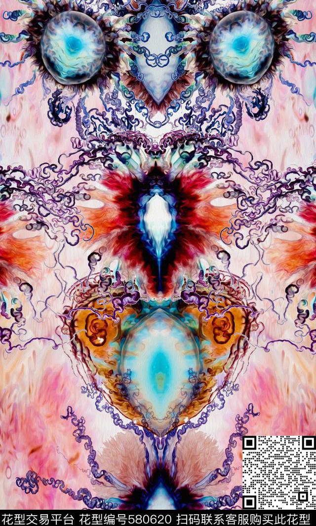 油画僧帽水母绚丽多姿数码印花华亿平台下载（图片编号: 580620） - 瓦栏（Walan）