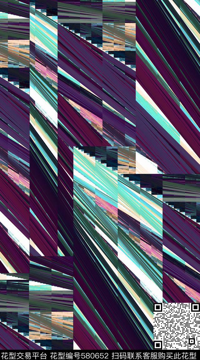 抽象不规则格子数码印花华亿平台下载（图片编号: 580652） - 瓦栏（Walan）