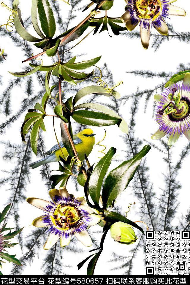 甜美清新花卉时尚女装衬衫面料华亿平台数码印花华亿平台下载（图片编号: 580657） - 瓦栏（Walan）