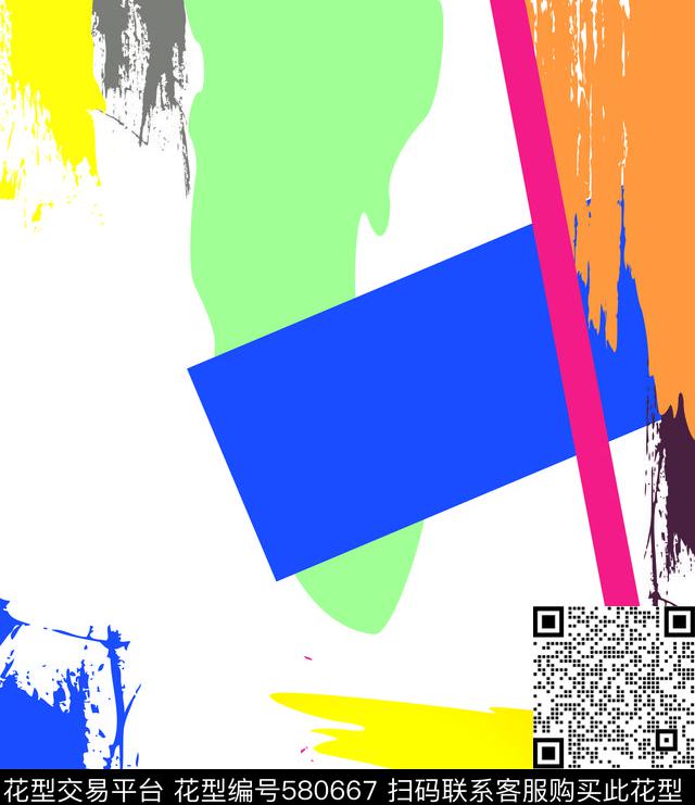 抽象色块传统印花华亿平台下载（图片编号: 580667） - 瓦栏（Walan）