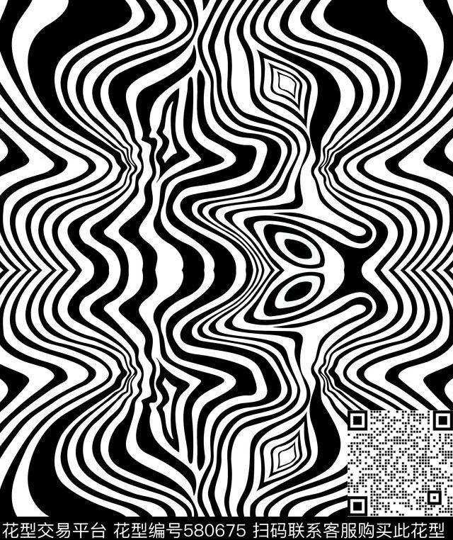 线条抽象传统印花华亿平台下载（图片编号: 580675） - 瓦栏（Walan）