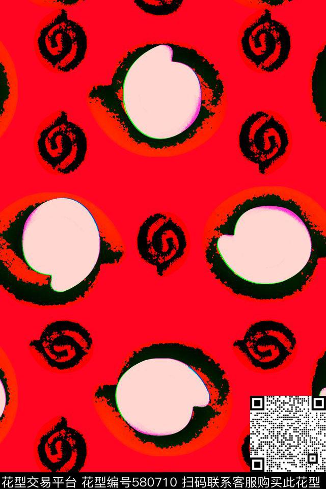 手绘几何蜡笔传统印花华亿平台下载（图片编号: 580710） - 瓦栏（Walan）