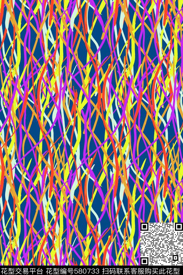 线条条纹波浪条纹传统印花华亿平台下载（图片编号: 580733） - 瓦栏（Walan）