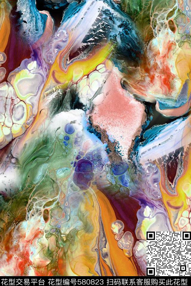 抽象几何矿石数码印花华亿平台下载（图片编号: 580823） - 瓦栏（Walan）