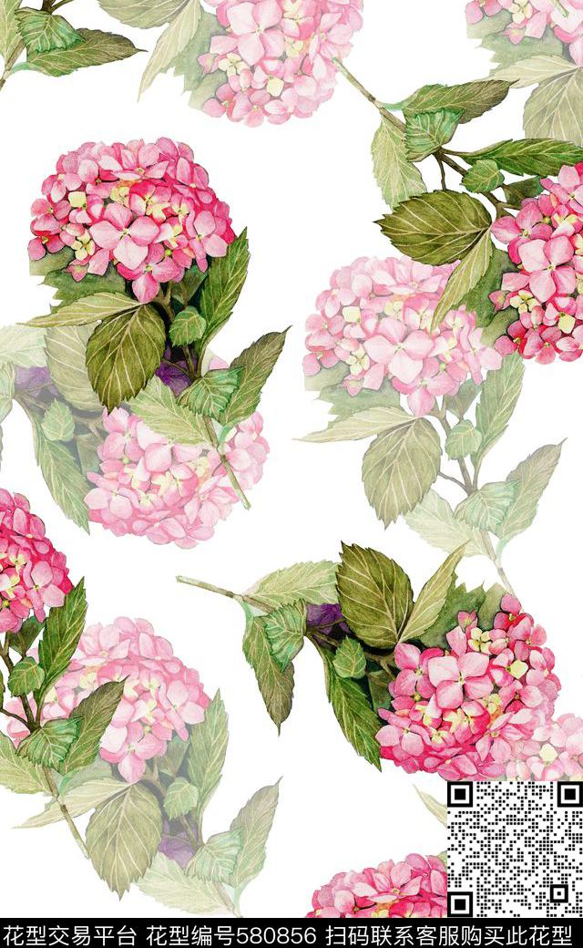 水彩花数码印花家纺数码印花华亿平台下载（图片编号: 580856） - 瓦栏（Walan）