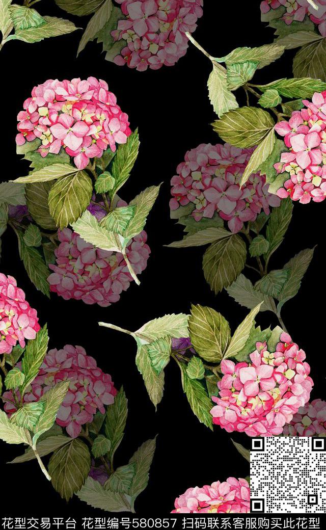 水彩花数码印花家纺数码印花华亿平台下载（图片编号: 580857） - 瓦栏（Walan）