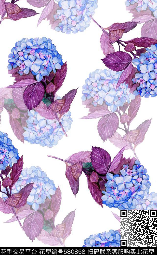 水彩花数码印花家纺数码印花华亿平台下载（图片编号: 580858） - 瓦栏（Walan）