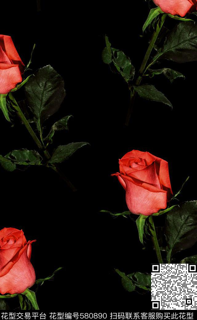 玫瑰花高清花卉数码印花数码印花华亿平台下载（图片编号: 580890） - 瓦栏（Walan）