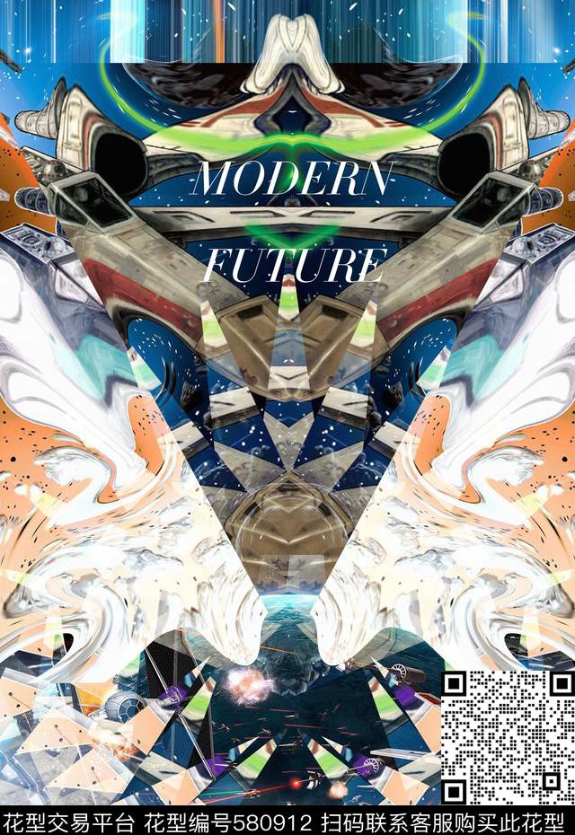 定位男装T恤卫衣抽象未来科技数码印花华亿平台下载（图片编号: 580912） - 瓦栏（Walan）