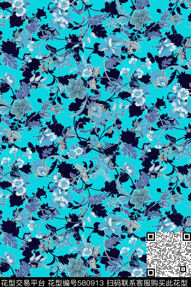 清新花卉小碎花花朵小花传统印花华亿平台下载（图片编号: 580913） - 瓦栏（Walan）