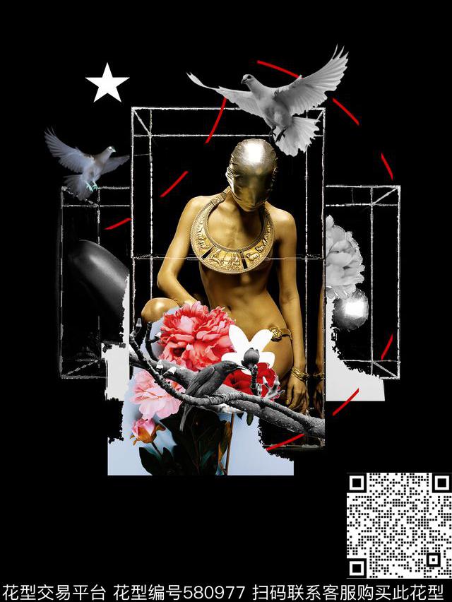 艺术者休闲风流行时尚数码印花华亿平台下载（图片编号: 580977） - 瓦栏（Walan）