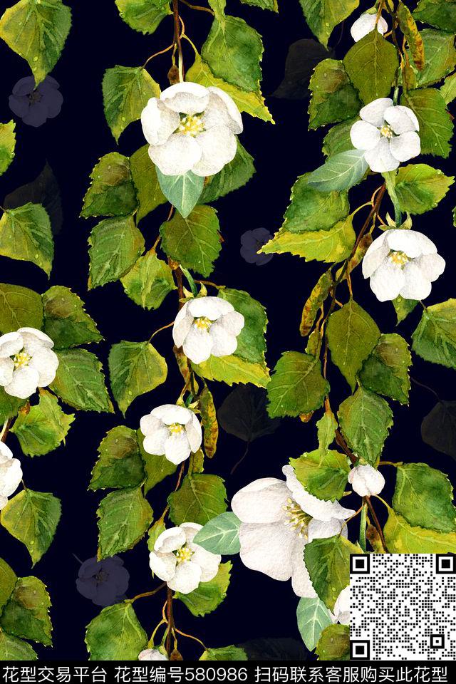 田园风植物花卉数码印花华亿平台下载（图片编号: 580986） - 瓦栏（Walan）