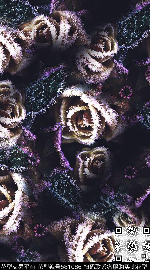 迷幻花卉渐变数码印花华亿平台下载（图片编号: 581086） - 瓦栏（Walan）