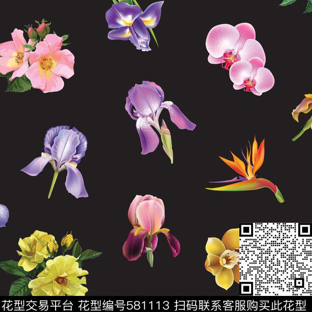 花卉花草叶数码印花华亿平台下载（图片编号: 581113） - 瓦栏（Walan）