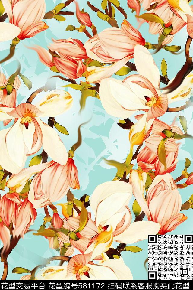 中国风手绘大气清新原创数码印花华亿平台下载（图片编号: 581172） - 瓦栏（Walan）
