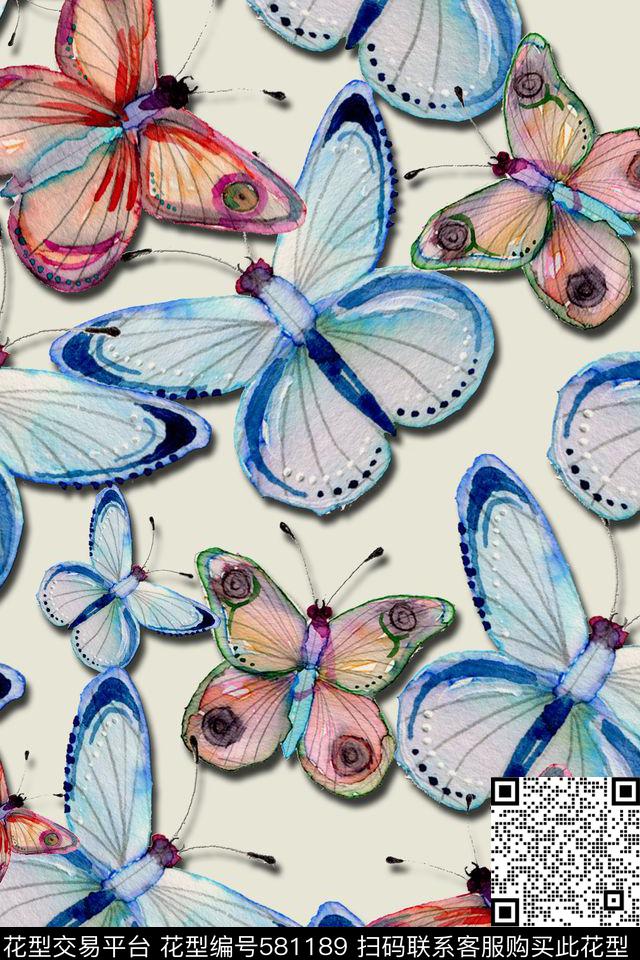 水彩蝴蝶.小清新数码印花华亿平台下载（图片编号: 581189） - 瓦栏（Walan）