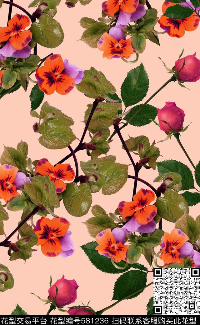 真实花卉高清花卉女装连衣裙数码印花华亿平台下载（图片编号: 581236） - 瓦栏（Walan）