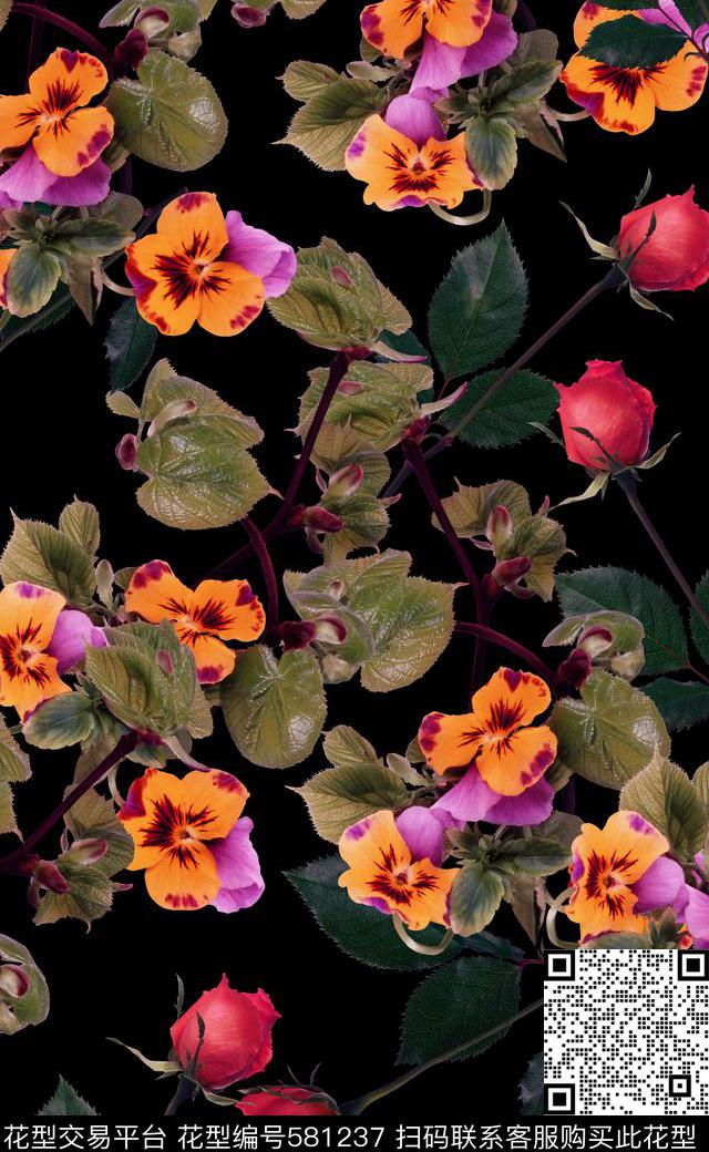 真实花卉高清花卉女装连衣裙数码印花华亿平台下载（图片编号: 581237） - 瓦栏（Walan）