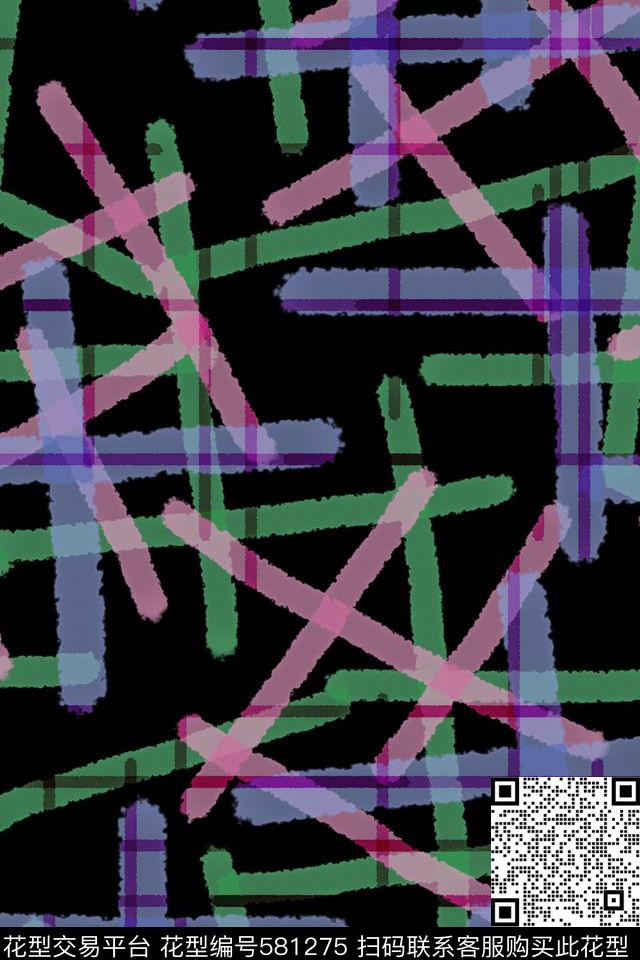 格子几何水彩花卉传统印花华亿平台下载（图片编号: 581275） - 瓦栏（Walan）