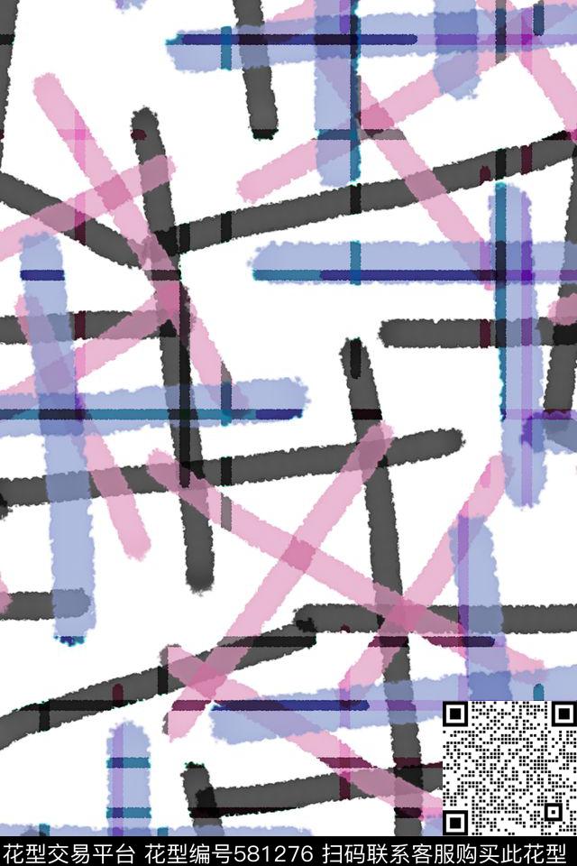 格子几何水彩花卉传统印花华亿平台下载（图片编号: 581276） - 瓦栏（Walan）