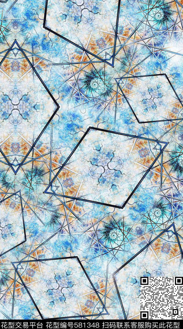 抽象肌理几何数码印花华亿平台下载（图片编号: 581348） - 瓦栏（Walan）