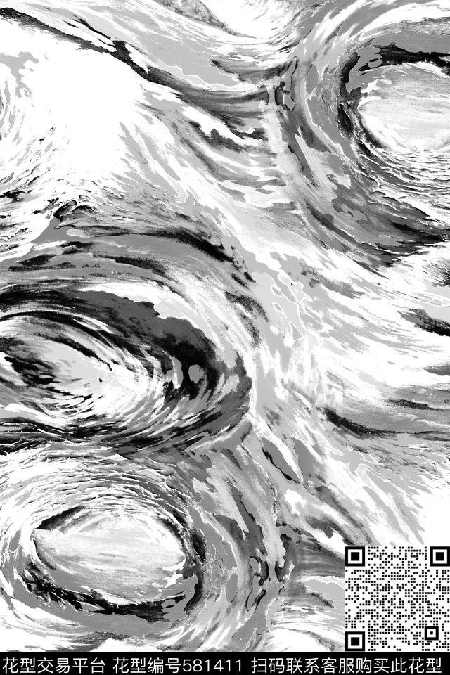 休闲时尚抽象欧美流行抽象油画水墨笔触服装面料华亿平台数码印花华亿平台下载（图片编号: 581411） - 瓦栏（Walan）