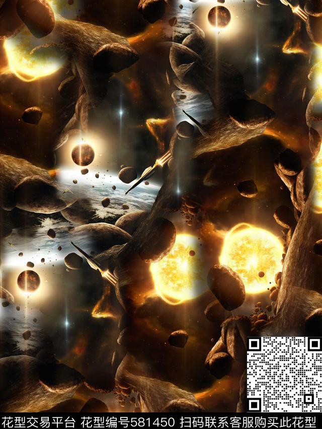 潮流复古星空数码印花华亿平台下载（图片编号: 581450） - 瓦栏（Walan）