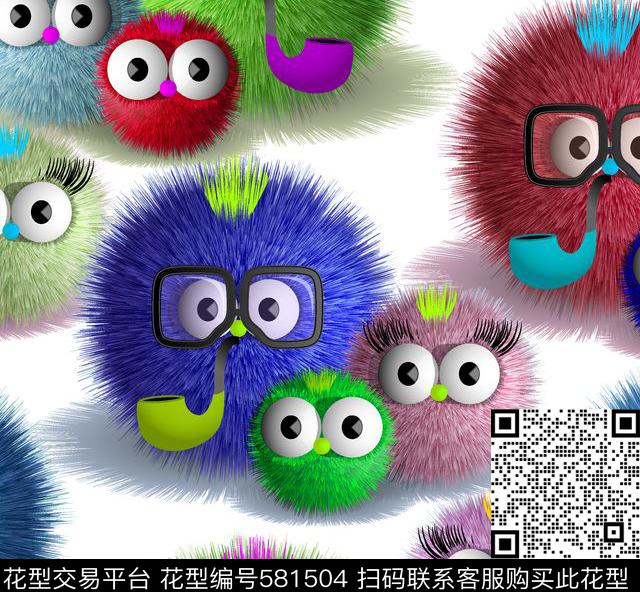 卡通刺猬球眼镜数码印花华亿平台下载（图片编号: 581504） - 瓦栏（Walan）