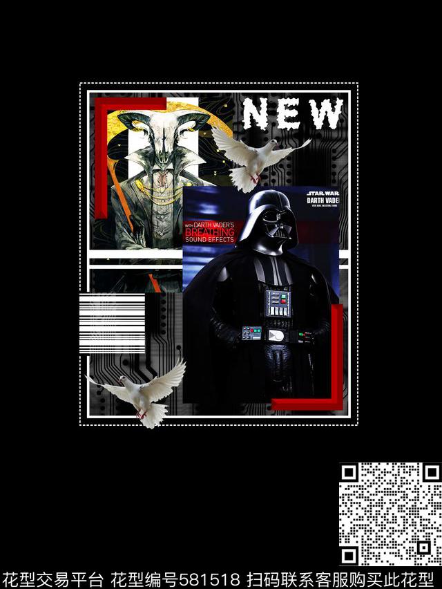 流行时尚休闲风潮牌人物数码印花华亿平台下载（图片编号: 581518） - 瓦栏（Walan）