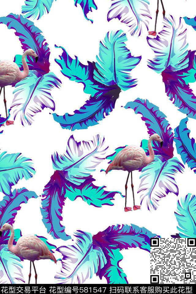 棕榈叶热带雨林数码印花华亿平台下载（图片编号: 581547） - 瓦栏（Walan）