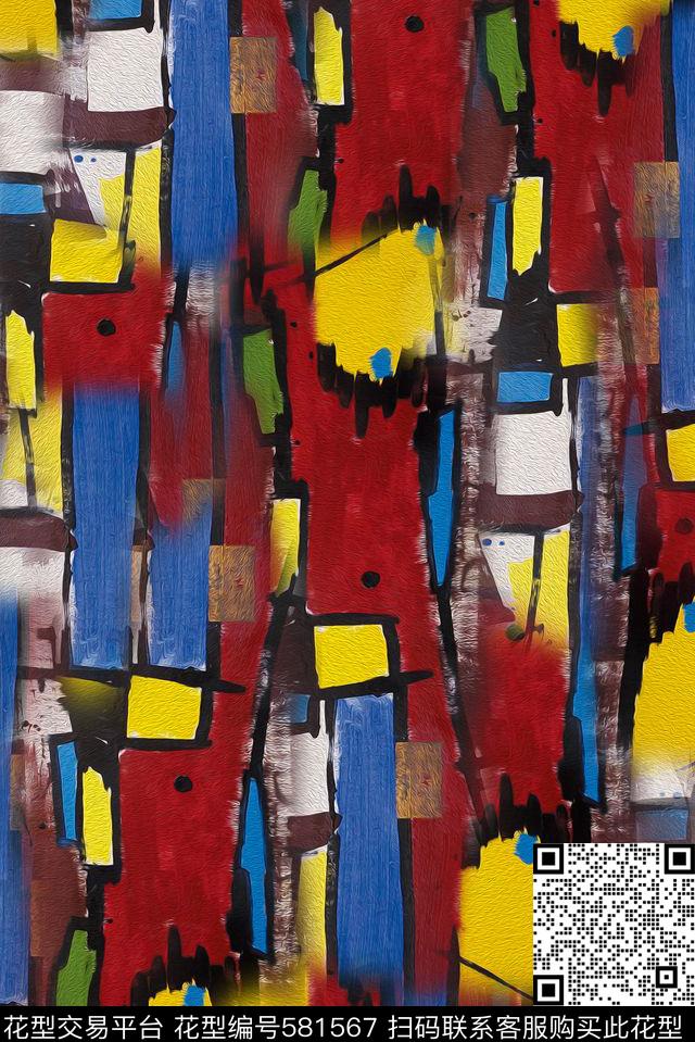 抽象大牌女装数码印花华亿平台下载（图片编号: 581567） - 瓦栏（Walan）