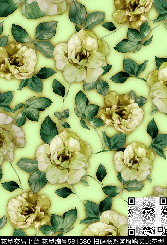 手绘浪漫花卉手绘·花花世界数码印花华亿平台下载（图片编号: 581580） - 瓦栏（Walan）