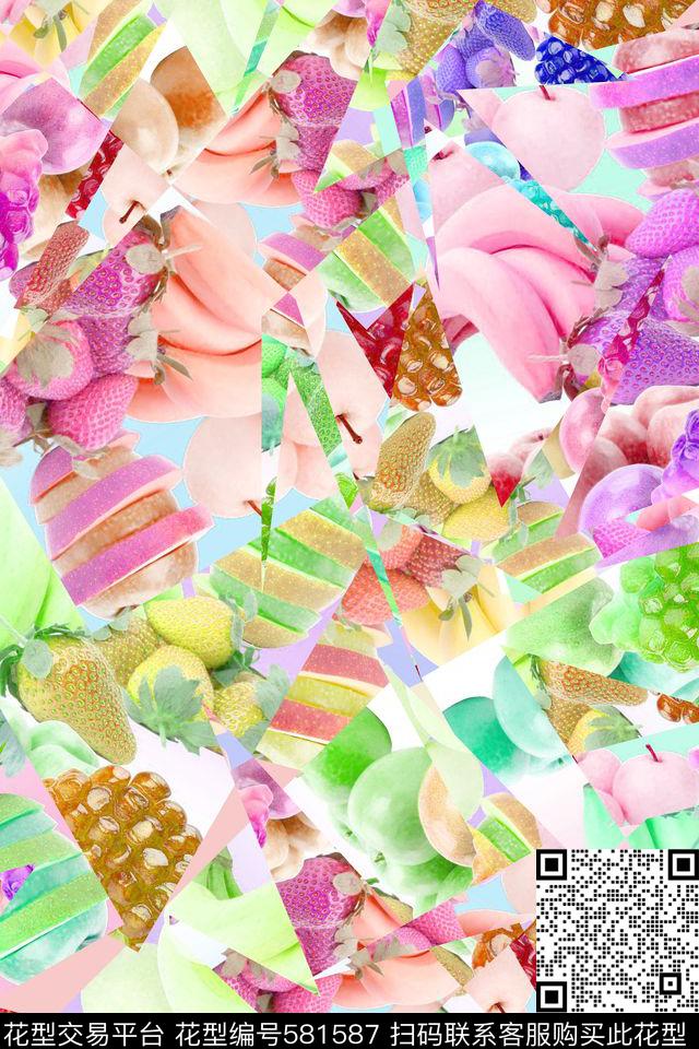 水果香蕉苹果数码印花华亿平台下载（图片编号: 581587） - 瓦栏（Walan）