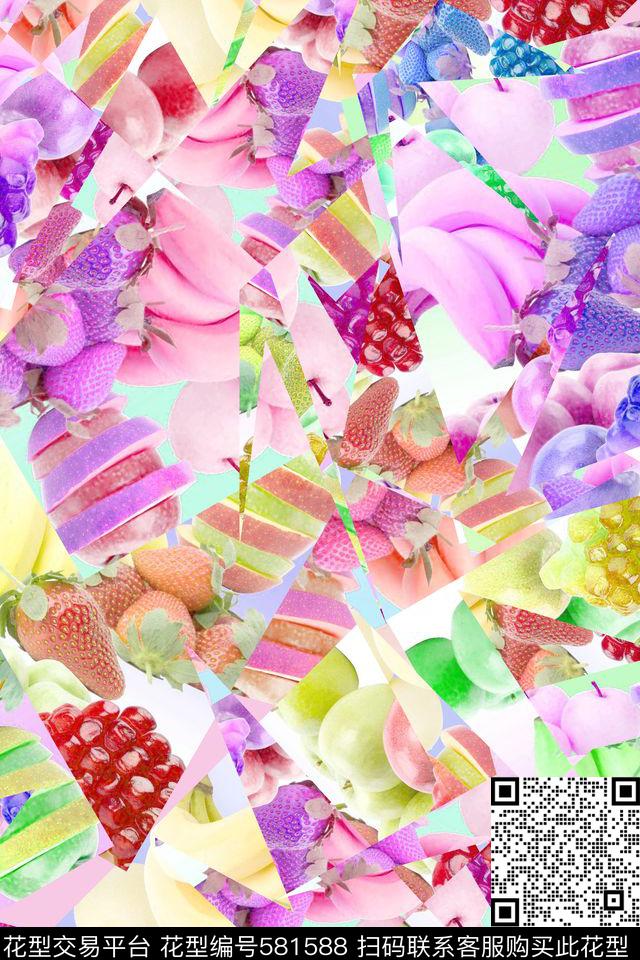 水果香蕉苹果数码印花华亿平台下载（图片编号: 581588） - 瓦栏（Walan）