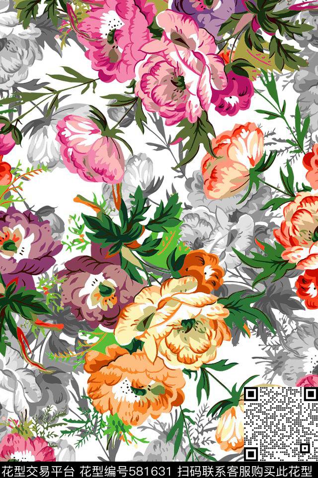 服装家纺花卉数码印花华亿平台下载（图片编号: 581631） - 瓦栏（Walan）