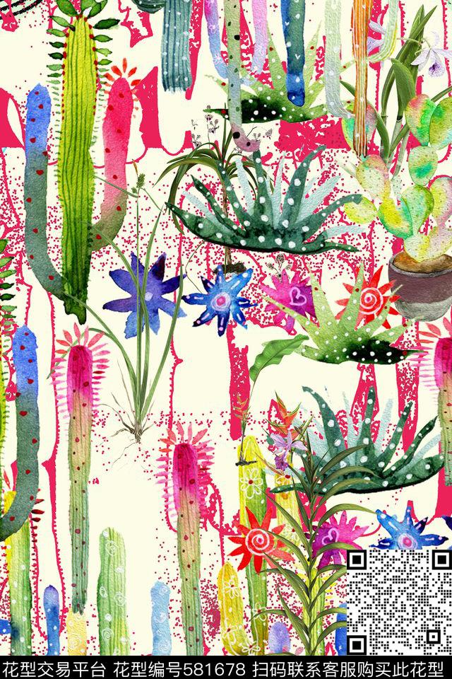 沙发布艺四方连续花鸟植物数码印花华亿平台下载（图片编号: 581678） - 瓦栏（Walan）