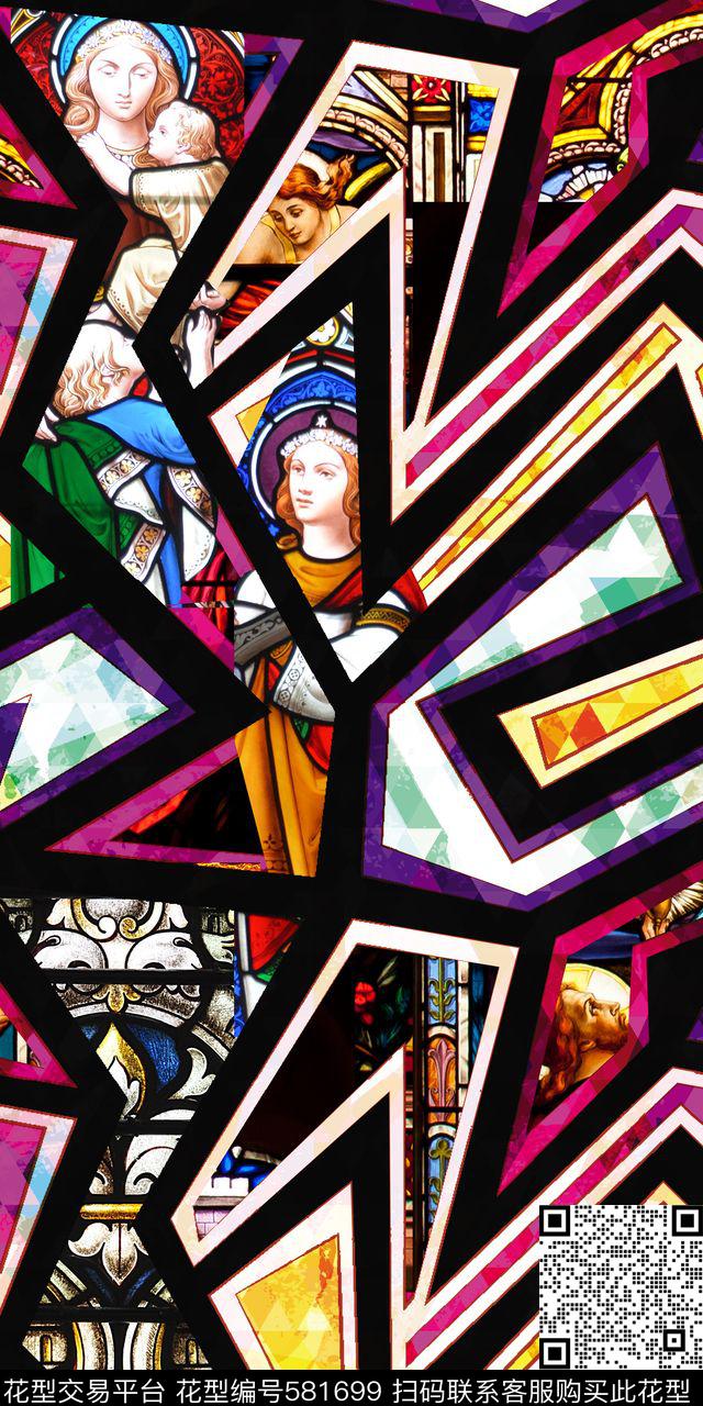 几何天使人物数码印花华亿平台下载（图片编号: 581699） - 瓦栏（Walan）