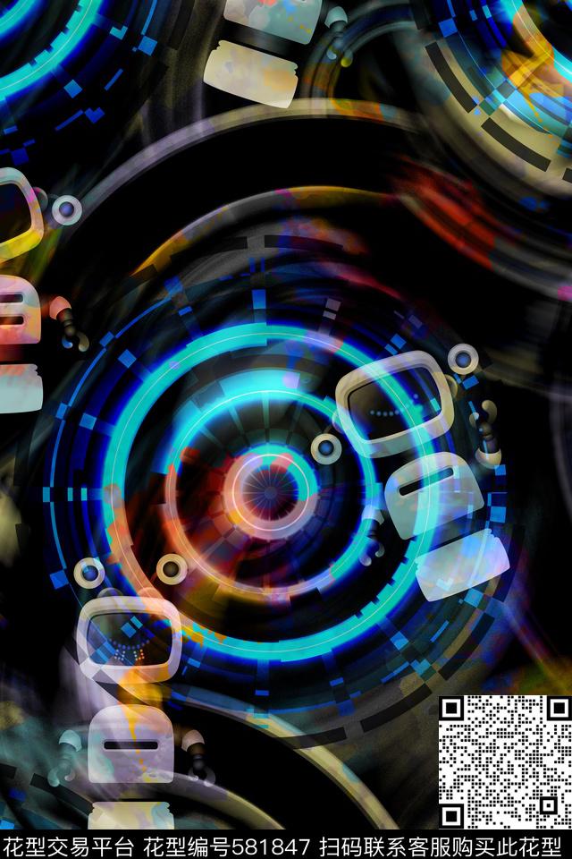 不规则几何圆形几何数码印花华亿平台下载（图片编号: 581847） - 瓦栏（Walan）