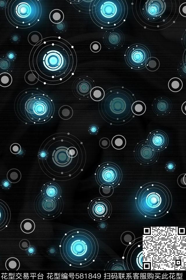 抽象圆形波点数码印花华亿平台下载（图片编号: 581849） - 瓦栏（Walan）