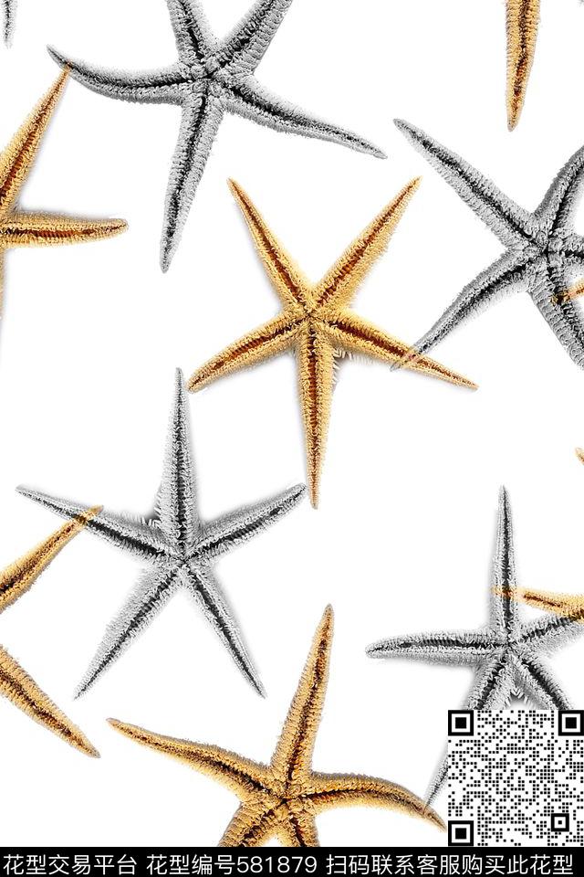 海洋生物热带海星数码印花华亿平台下载（图片编号: 581879） - 瓦栏（Walan）