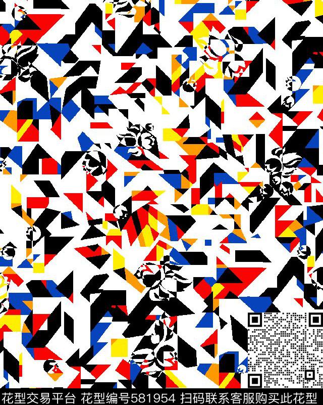 时尚三角形暗花传统印花华亿平台下载（图片编号: 581954） - 瓦栏（Walan）