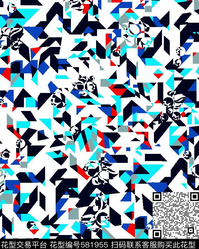 时尚三角形暗花传统印花华亿平台下载（图片编号: 581955） - 瓦栏（Walan）