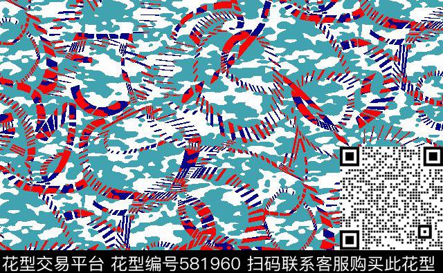 抽象几何色彩传统印花华亿平台下载（图片编号: 581960） - 瓦栏（Walan）