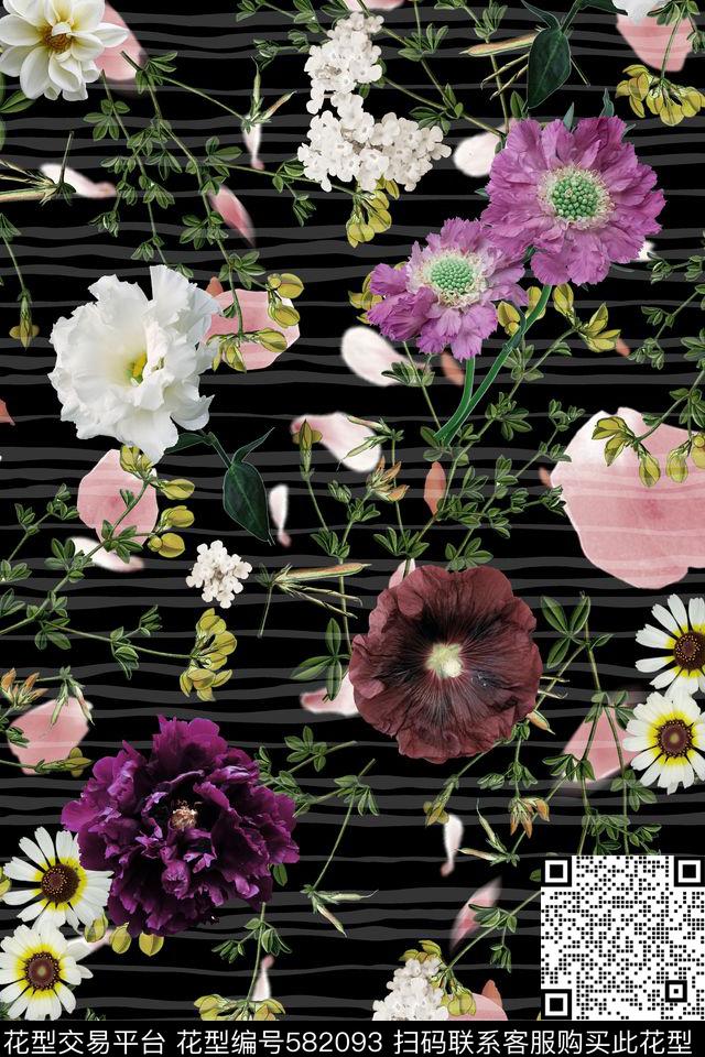 花卉时尚小清新数码印花华亿平台下载（图片编号: 582093） - 瓦栏（Walan）