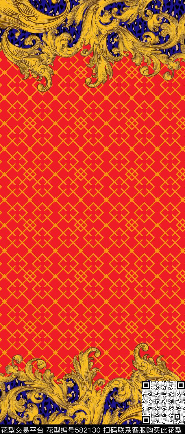 传统印花纹样图案双边定位印花传统印花华亿平台下载（图片编号: 582130） - 瓦栏（Walan）
